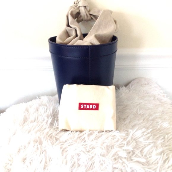 STAUD Britt Leather & Canvas Bucket Bag - Picture 11 of 13